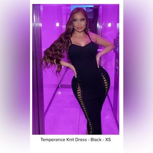 Long black knit dress